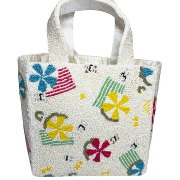 Beaded Bag Bag Beach Scene Handcrafted in India Tik Tok Viral NWT - Picture 1 of 6